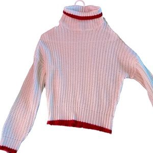 derek heart winter red and white sweater turtleneck
